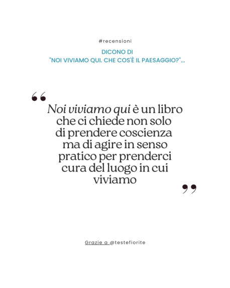 La prima recensione di "Noi viviamo qui. Che cos'é il paesaggio?"